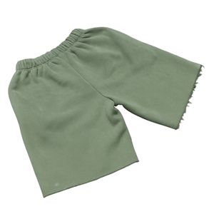 Shorts vintage vert pour homme avec logo personnalisé - Shorts en molleton French Terry délavé à l'acide avec ourlet brut pour le streetwear masculin - Product Image 4
