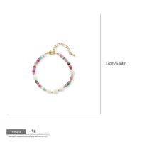 Bracelet jonc tendance pour femme, inspiré du printemps, en alliage plaqué or, avec perles colorées et chaîne, choix populaire et personnalisable