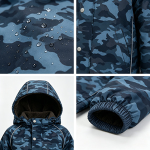 Ensemble imperméable et coupe-vent pour enfants, avec doublure polaire amovible, veste et pantalon en polyester enduit PU, pour garçons et filles - Product Image 4
