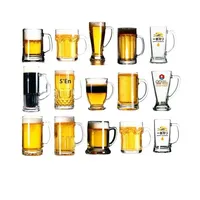 Chope à bière en verre transparent HIXIN avec poignée résistante à la chaleur, parois épaisses, grande capacité, style minimaliste pour les fêtes