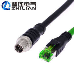 Cabo <span class=keywords><strong>Ethernet</strong></span> CAT6A M12 à Prova d'Água Classificado IP67 10GB/s Conector X-Coded de 8 Pinos para RJ45 - Product Image 1