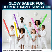 Lot de 6 sabres laser gonflables de 35 pouces, couleurs néon, épées gonflables pour fêtes sur le thème de la galaxie, cadeaux d'anniversaire, accessoires de cosplay pour enfants
