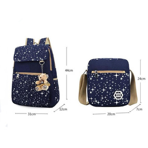 Custom High Quality New Style Wholesale Fashion <b>Waterproof</b> <b>Canvas</b> Polyester Lining Zipper Comfortable School Backpack 3 Sets - Product Image 6