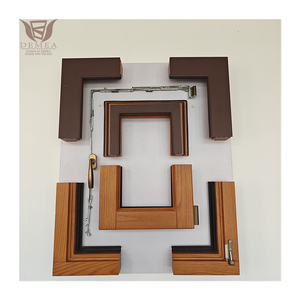 DEMEA Marco de ventana de madera moderno Vidrio doble Revestimiento de aluminio Ventana de madera de roble Ventanas abatibles giratorias - Product Image 1