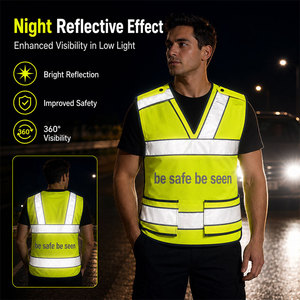 Gilet di Sicurezza Riflettente ad Alta Visibilità con Logo Personalizzato, Tasche Multiple, Bottoni a Pressione Regolabili sulle Spalle, Abbigliamento da Lavoro per Pattuglie Stradali - Product Image 4