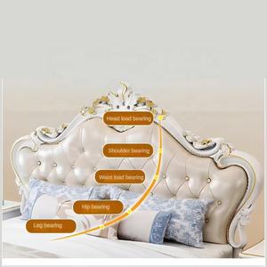 europäische art modern luxus design schlafzimmer-set günstig holz kastenbett design doppelbett mit massivholzrahmen in king-size - Product Image 4