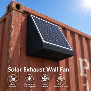 Ventilateur <span class=keywords><strong>d</strong></span>'extraction solaire autonome étanche 12'' mural pour conteneur avec panneau solaire - Product Image 1