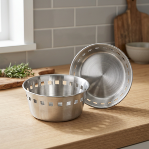 Stainless Steel Storage <b>Basket</b> Bowl with Perforated Design for Kitchen Organization - Product Image 3