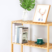 Étagère autoportante en bambou à trois niveaux réglable multifonctionnelle, petite bibliothèque contemporaine, étagère de rangement pour la maison