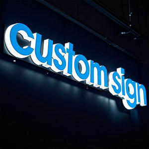Custom 3D LED Fulllit <b>Illuminated</b> Letters Wall Mount Blue Painted Static Text Advertising Building Sign IP65 Waterproof - Product Image 1