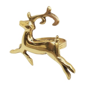 Anneau de serviette renne doré |   Porte-serviettes en métal, décoration de table de Noël, mariage, fête, accessoire cadeau pour la maison, Noël - Product Image 1