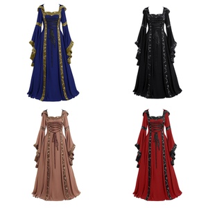 Vestido Medieval Vintage con Mangas Abullonadas para <span class=keywords><strong>Mujer</strong></span>, Vestido Largo Renacentista con Cordones, <span class=keywords><strong>Disfraces</strong></span> <span class=keywords><strong>de</strong></span> Cosplay - Product Image 1