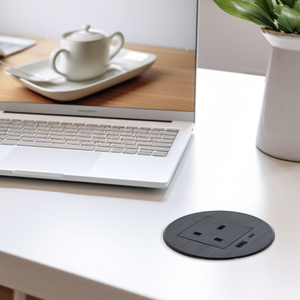 Tomacorriente Empotrable de Aleación de Aluminio, Estándar Europeo Tipo A+C, Puertos de Carga USB, IP44, Corriente Nominal de 16A, para Mesa de Sofá - Product Image 1
