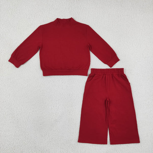 ชุดเสื้อผ้าเด็กผู้หญิงสีพื้นแบบบูติก เสื้อแขนยาว กางเกงขายาว - Product Image 5