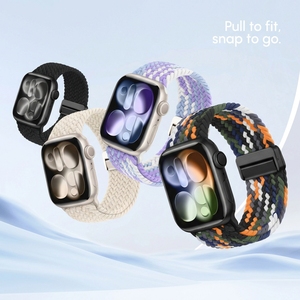 สายนาฬิกา <span class=keywords><strong>Apple</strong></span> Watch แบบยืดหยุ่นทำจากไนลอนสำหรับผู้หญิง รุ่น <span class=keywords><strong>SE</strong></span> 3 ขนาด 40 มม. 38 มม. 45 มม. สายรัดข้อมือสำหรับออกกำลังกายแบบสปอร์ตสำหรับผู้ชาย - Product Image 4
