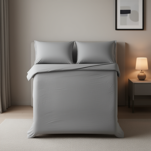 Lenzuola Matrimoniali in Cotone Grigio Lavato Viasoft, Biancheria da Letto per Tutte le Stagioni, Tinta Unita, con Angoli e Piatte - Product Image 2