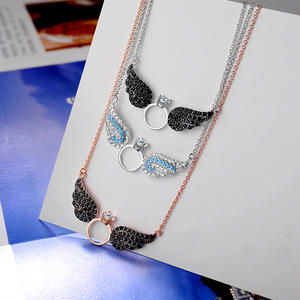 2025 MS moda ciondolo corto all'ingrosso nuovo <span class=keywords><strong>giapponese</strong></span> e coreano ali d'angelo pieno di diamanti collana di cristallo - Product Image 5