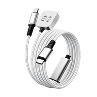Cable USB C 2 en 1 con Logotipo OEM, Carga Rápida de 60W para Macbook, Compatible con Samsung Watch y Apple