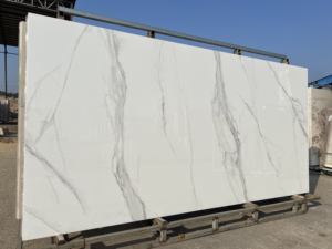 Hunan Chine Pierre frittée Alpes 3200x1600mm Carreaux de sol en porcelaine polie blanche aspect marbre - Product Image 3