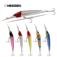 Leurre de pêche à la traîne en PVC Hessen OEM pour eau salée, 75g 180mm, plongée profonde, longue queue, yeux 3D, type Minnow