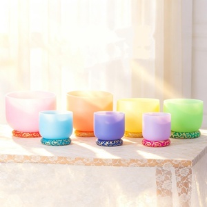 Frosted Color 7 Chakra <b>Crystal</b> Singing <b>Bowl</b> Set, Quartz Sound <b>Bowl</b> Healing Instrument for Sound Bath & Chakra Balancing - Product Image 4