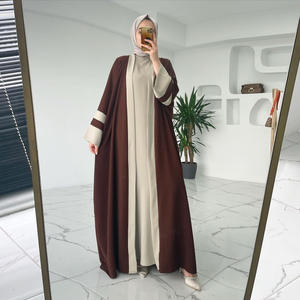 Ensemble Robe Abaya Musulmane <span class=keywords><strong>Femme</strong></span> pour l'Aïd en Gros, Nouvelle Vente Chaude, Polyester de Haute Qualité, Ensemble 2 Pièces Abaya Dubaï Femmes Arabes - Product Image 2