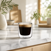 Tasse à café en verre à double paroi, production OEM ODM, marque privée, mug isotherme pour latte et expresso, gobelet en borosilicate
