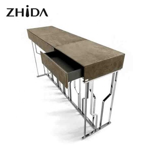 Zhida base dorée marbre design élégant ensemble <span class=keywords><strong>de</strong></span> tables <span class=keywords><strong>console</strong></span> d'entrée et <span class=keywords><strong>de</strong></span> divertissement <span class=keywords><strong>salle</strong></span> <span class=keywords><strong>à</strong></span> <span class=keywords><strong>manger</strong></span> meubles <span class=keywords><strong>de</strong></span> salon <span class=keywords><strong>de</strong></span> luxe - Product Image 4