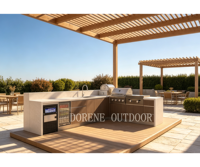 Ensemble de cuisine extérieure durable et étanche en acier inoxydable, équipé d'un barbecue, d'un réfrigérateur et d'un évier pour jardin de style européen