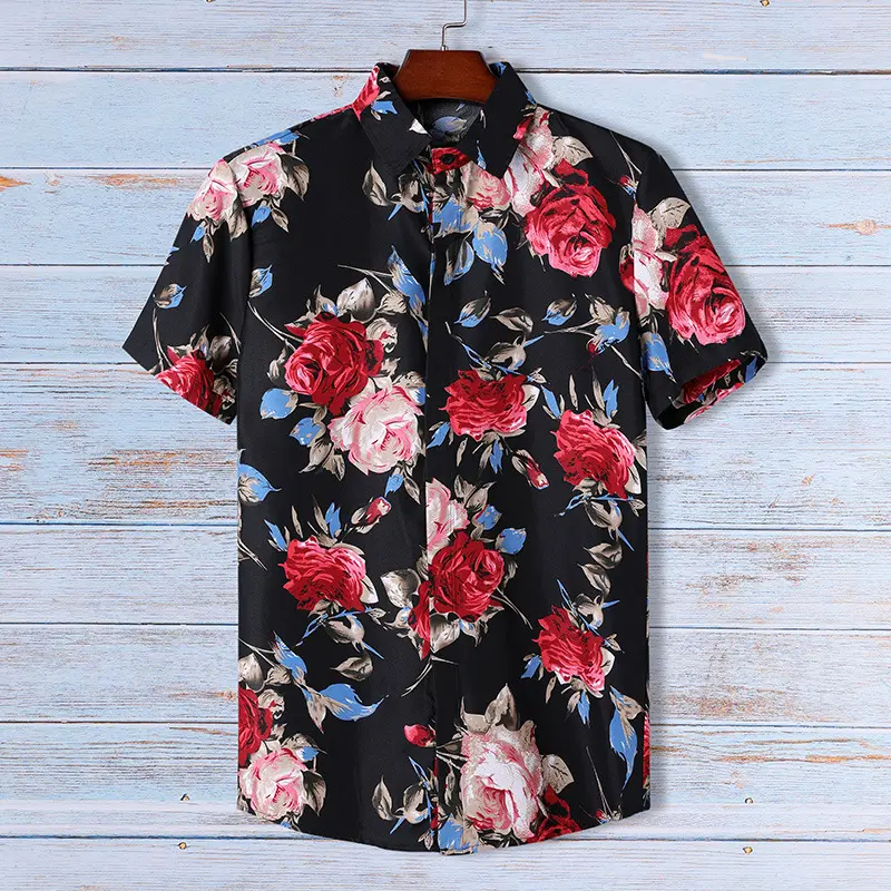 2023 High Quality Men Plus Size Cotton Tie Dye Shirts Resort Summer Button Down Wholesale Hawaiian Shirts