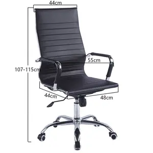 Ofis masası yüksek arka deri ofis koltuğu gaz lifti sandalye silindir tabanı kolları ile ergonomik yönetici konferans ofis koltuğu