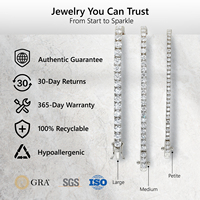 Chaîne en moissanite américaine 3 mm en argent sterling 925 plaqué or 14 carats, bijoux VVS pour femmes et hommes, bracelet tennis en moissanite cultivée en laboratoire