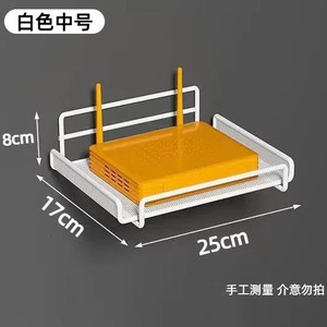 Wall Mounted <b>Shelf</b> Two Layer <b>White</b> Mesh Router Storage Organizer <b>Hook</b> Type No Drilling Required For Garage Use - Product Image 2