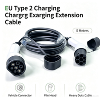 Câble d'extension de charge EV Type 2 vers Type 2, 5 m, 32 A, 7 kW, 11 kW, 22 kW, cordon de chargeur standard UE pour borne de recharge murale et station publique
