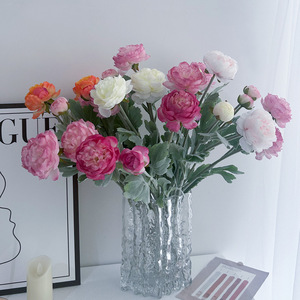 Bouquet de fleurs de lotus artificielles floquées, 52 cm de haut, fleurs en soie simulées pour la décoration de la maison et des mariages - Product Image 1