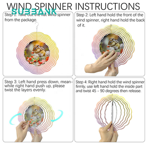 Subbank venta al por mayor en blanco pequeño <span class=keywords><strong>3</strong></span> pulgadas aluminio viento Spinner sublimación Metal blanco liso campanas de viento decoración del jardín del hogar - Product Image 2