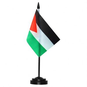 Wholesale Stick Small Mini Palestinian Office Desktop Flag Palestine Table Desk Flag on Stand with Stand Base - Product Image 1