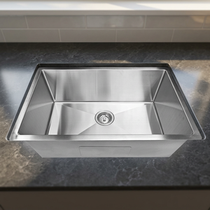 Fregadero de Cocina Personalizado de Acero Inoxidable de un Solo Tazón, Moderno, de Montaje Inferior o Superior, Hecho a Mano, con Colador de Desagüe para Cocina - Product Image 1
