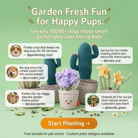 Jouets pour chiens en peluche en forme de plantes en pot, cactus et succulentes, couineurs, interactifs, à mâcher pour chiots, durables, en peluche, pour animaux de compagnie de jardin