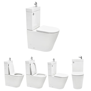 Ensemble WC et lavabo 2-en-1 pour personnes à mobilité réduite, avec robinet et siège, couleur bain - Product Image 1