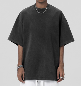 T-shirt ample en coton 100% de conception de créateur, col rond, uni, fabricant de t-shirts vierges, t-shirts lourds surdimensionnés pour hommes - Product Image 6