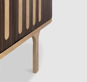 Buffet <span class=keywords><strong>Anthony</strong></span> de design italien, en bois de noyer naturel, avec dessus en marbre blanc, meuble de rangement en métal, meuble de luxe - Product Image 4