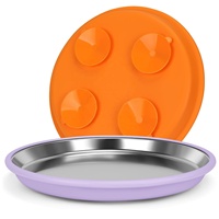 Assiettes à ventouse en acier inoxydable pour bébé, assiette divisée pour tout-petits pour l'alimentation dirigée par l'enfant, ensemble d'alimentation antidérapant pour bébé
