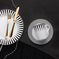 Service de table en porcelaine, couleur noir et or, service de petit déjeuner en céramique, Festival, vaisselle en céramique turque