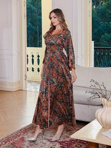 商店的珍贵财产: 新的库存穆斯林印花长袍妇女优雅的中东礼服，跨境Abaya - Product Image 3