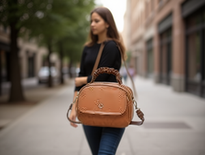 Sac à main ovale pour femme, en microfibre, en cuir synthétique, fermeture à rabat, usage quotidien, style classique, motif Saffiano - Product Image 2