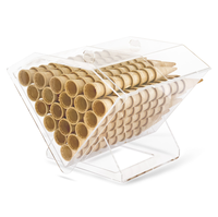 Support de cône de gaufre transparent avec support de sac d'emballage Distributeur de cône de crème glacée en acrylique Cabinet de vitrine de cône de crème glacée