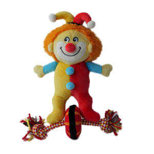 Nuovo Design di alta qualità all'ingrosso Clown da circo con un cappello su un monociclo giocattoli per cani peluche cane giocattolo da masticare - Product Image 3