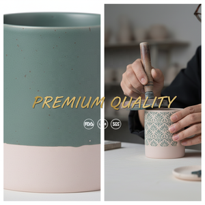 แก้วกาแฟเซรามิกเคลือบด้านสองสี ลายวันรำลึก สไตล์นอร์ดิกมินิมอล หูจับใหญ่ ทำจากสโตนแวร์ ล้างในเครื่องล้างจานได้ ไม่เคลือบเงา ทำจากดินเผา - Product Image 5