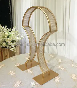 Hiasan tengah meja logam cantik untuk pernikahan, pajangan bunga berdiri dengan desain meja acara